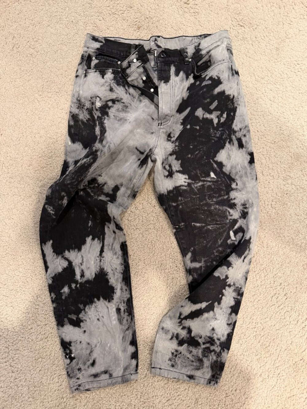 Elan Black & Gray Tie-Dye Denim Jeans